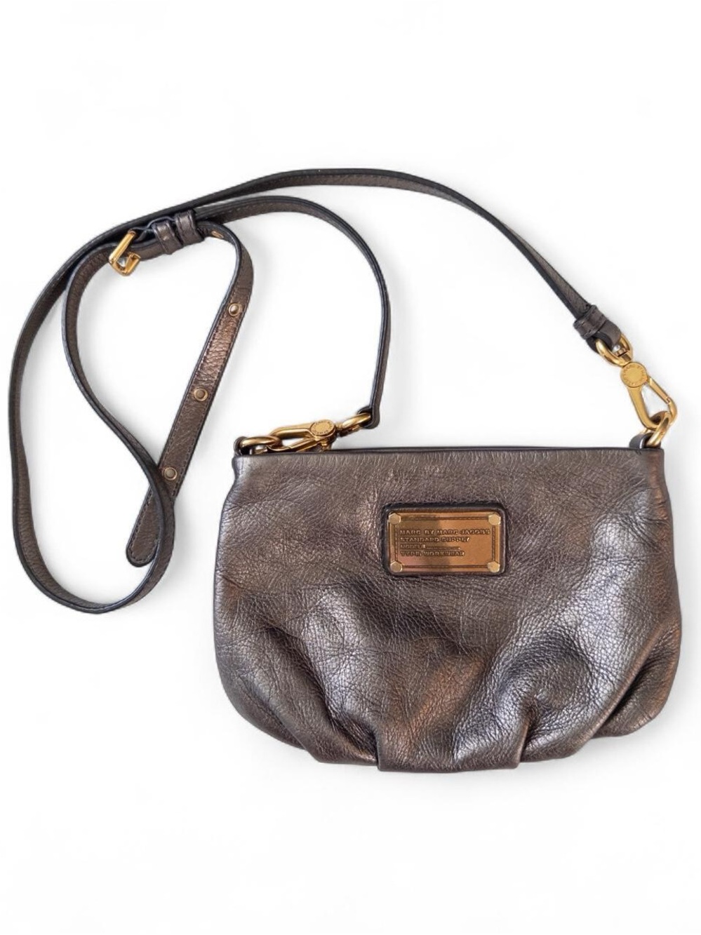 Marc by Marc Jacobs Metallic Pewter Leather Crossbody Bag | Classic Q Workwear